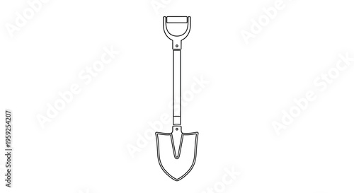 Gardening Spade Tool Outline Icon Vector Illustration
