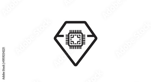 A black and white icon of a microchip.
