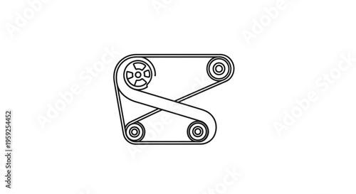 Engine Timing Belt System Diagram with Pulleys and Belt