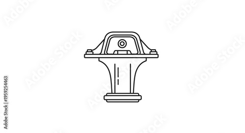 Engine Mount Line Art Icon: Automotive Part for Vibration Dampening