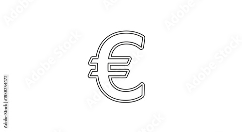 Euro Currency Symbol Outline Icon, European Money Sign, Financial Concept