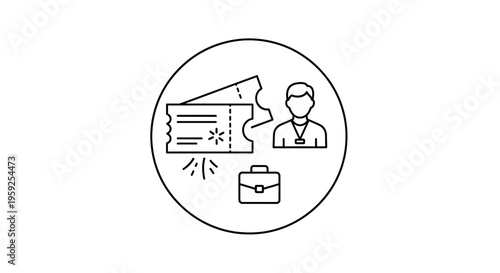 Event Access and Professionalism: Ticket, Badge, and Briefcase Icon Set