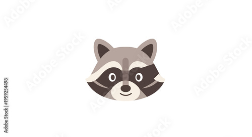 Cute cartoon raccoon face illustration.