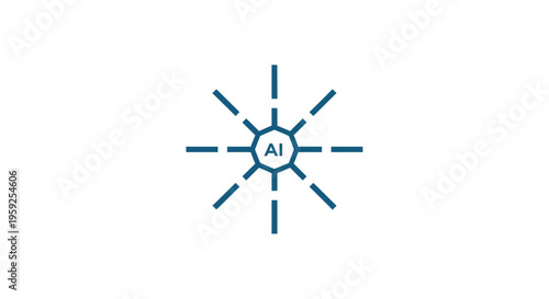 Artificial intelligence symbol with lines.