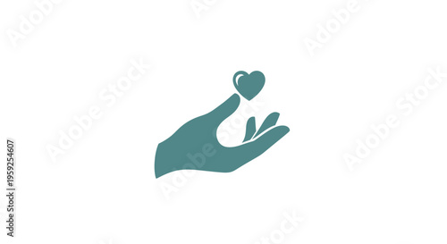 Hand holding a heart symbol.