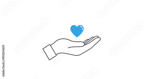 A hand holding a blue heart.