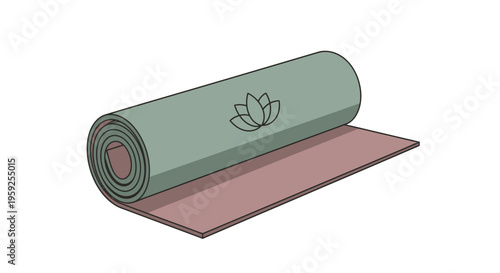 a green yoga mat with a lotus flower.