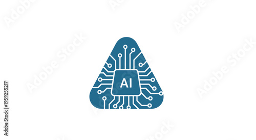Blue AI circuit board logo icon.