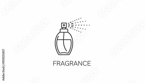 Elegant Perfume Bottle Icon with Spray Mist, Minimalist Fragrance Symbol