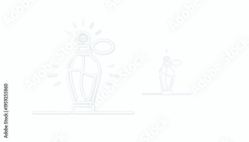 Elegant Perfume Bottle Icon with Sparkle Effect and Small Duplicate