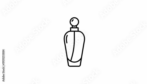 Elegant Perfume Bottle Icon, Minimalist Line Art, Beauty and Fragrance Symbol