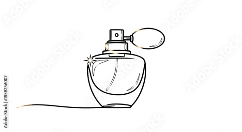 Elegant Perfume Bottle with Sparkle and Golden Line Accent