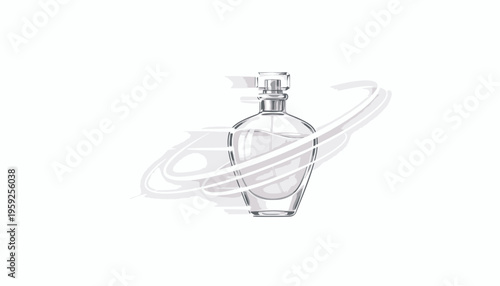 Elegant Perfume Bottle with Swirling Abstract Aura, Minimalist Design
