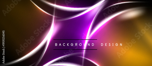 Abstract vibrant lines create dynamic purple, orange glow. Modern design element for backgrounds, presentations. Smooth curves suggest energy, motion.
