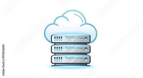 Plakat Cloud storage servers with data center equipment