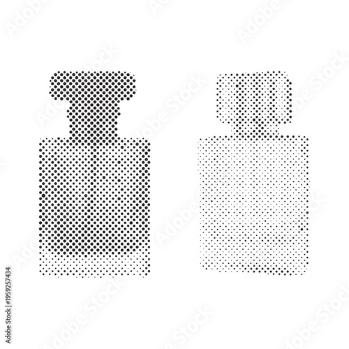 Pair of Designer Perfume Bottles in Black and White Halftone Style