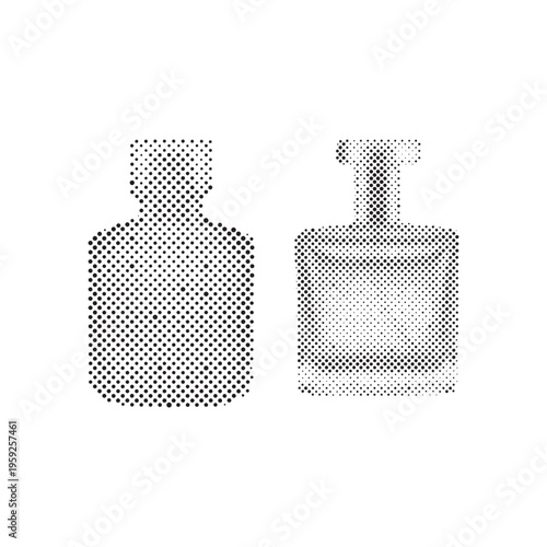 Cosmetic Fragrance and Perfume Bottle Icons with Dotted Halftone Pattern