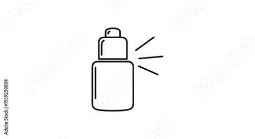 Dropper bottle icon, serum dispenser, essential oil, cosmetic product, skincare, beauty, health, wellness, simple line art