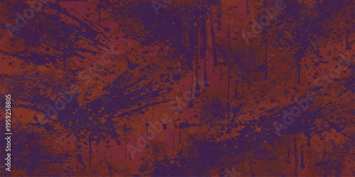 Abstract expressionist canvas with dynamic paint strokes in shades of deep red and violet, evoking raw emotion and energy.