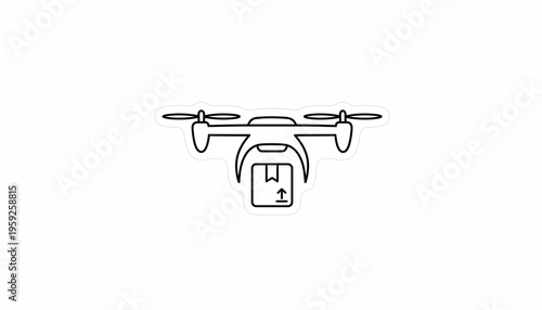 Drone Delivery Icon, Futuristic Package Transport, Aerial Logistics Concept