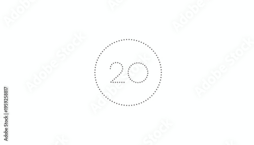 Dotted Circle with Number 20 Inside, Minimalist Design, Countdown Element