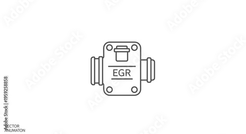 EGR Valve Icon, Exhaust Gas Recirculation System Component, Automotive Part Outline