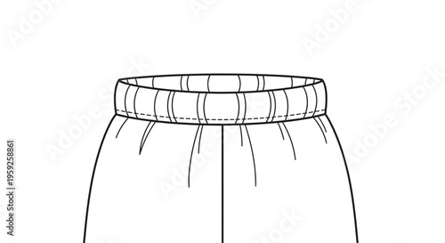 Elastic Waistband Detail on Garment - Fashion Design Sketch