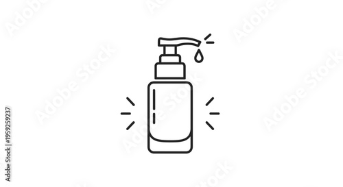 Dispenser Bottle Icon, Liquid Soap or Lotion Pump, Hygiene and Skincare Concept