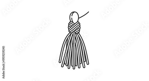 DIY Tassel Making: Step-by-Step Illustration of Tying a Knot for a Craft Project