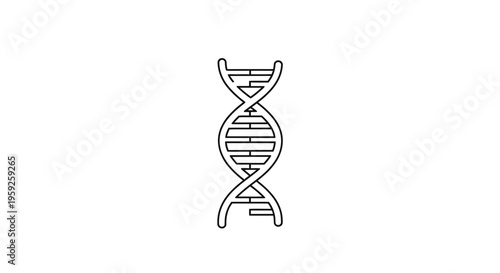 DNA Double Helix Icon, Genetic Code, Science and Biology Symbol