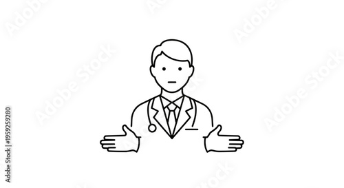 Doctor Gesturing Uncertainty with Open Hands, Medical Professional Confusion
