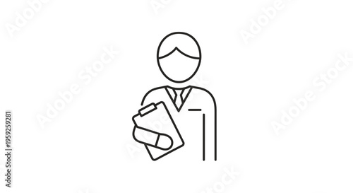 Doctor holding clipboard, medical professional icon, healthcare concept