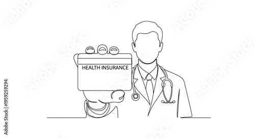 Doctor holding health insurance card, medical care and protection concept