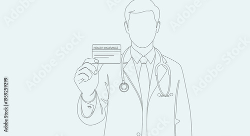 Doctor holding health insurance card, medical care concept
