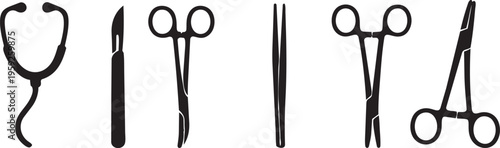 Medical Essentials: A curated arrangement of essential medical tools, elegantly displayed, representing the core instruments utilized in the practice of healthcare.