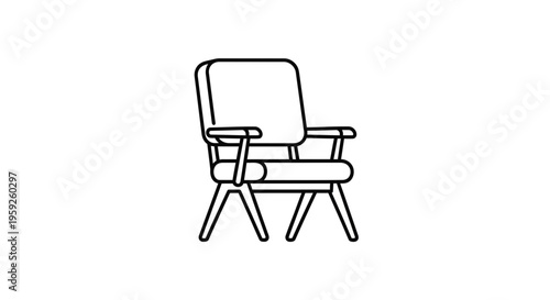Minimalist armchair icon, line art vector illustration of a modern chair, simple furniture design