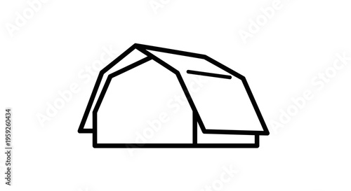 Minimalist Barn Icon: Simple Outline of a Farm Building