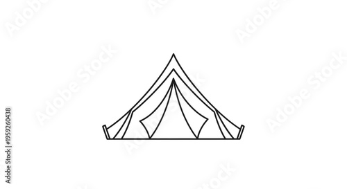 Minimalist Bell Tent Outline Icon, Camping Gear Symbol, Outdoor Adventure Vector