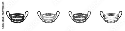 Sketch surgical mask icon design set