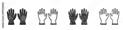 Sketch surgical gloves icon design set