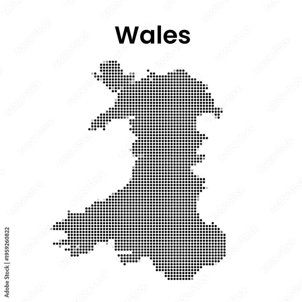 Obraz premium Wales United Kingdom Region Dotted Map Vector Illustration