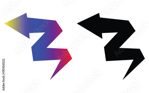 Lightning zigzag arrows energy dynamic motion symbol abstract vector design