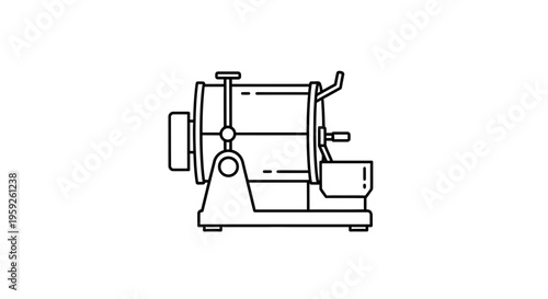 Meat Tumbler Machine Icon, Food Processing Equipment, Industrial Kitchen Tool Line Art