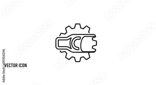 Mechanical Gear and Wrench Icon: Industry, Engineering, and Repair Concept