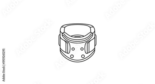 Medical Cervical Collar Brace for Neck Support and Immobilization - Line Art Illustration