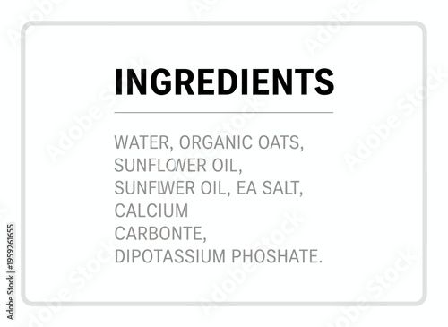 The skincare product label lists natural ingredients on a white background