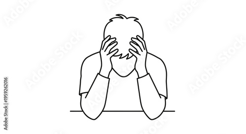 Man holding head in hands, stressed, frustrated, mental health, despair, anxiety, depression, headache