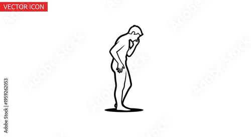 Man holding his stomach in pain, abdominal discomfort, digestive issues, medical illustration