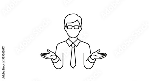 Man in Glasses Shrugs Shoulders, Questioning Gesture, Uncertainty, White Background