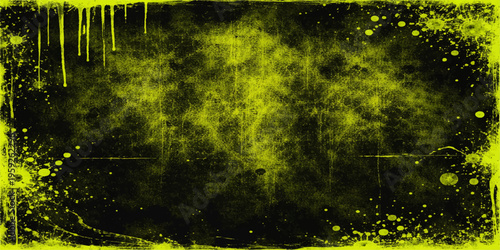 Abstract a grunge texture. Grunge frame with ink drop effect for design with black and yellow.